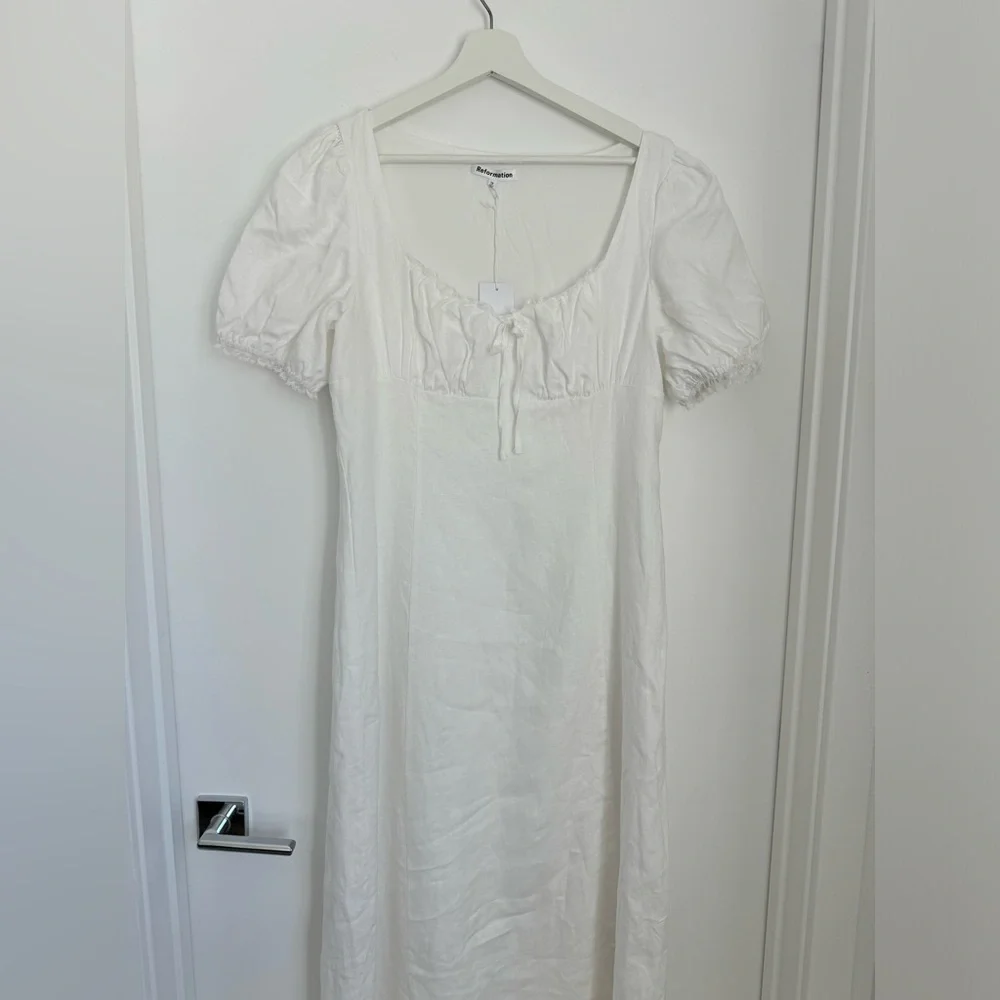 Reformation NWT 12 Cherise White Linen Maxi Dress